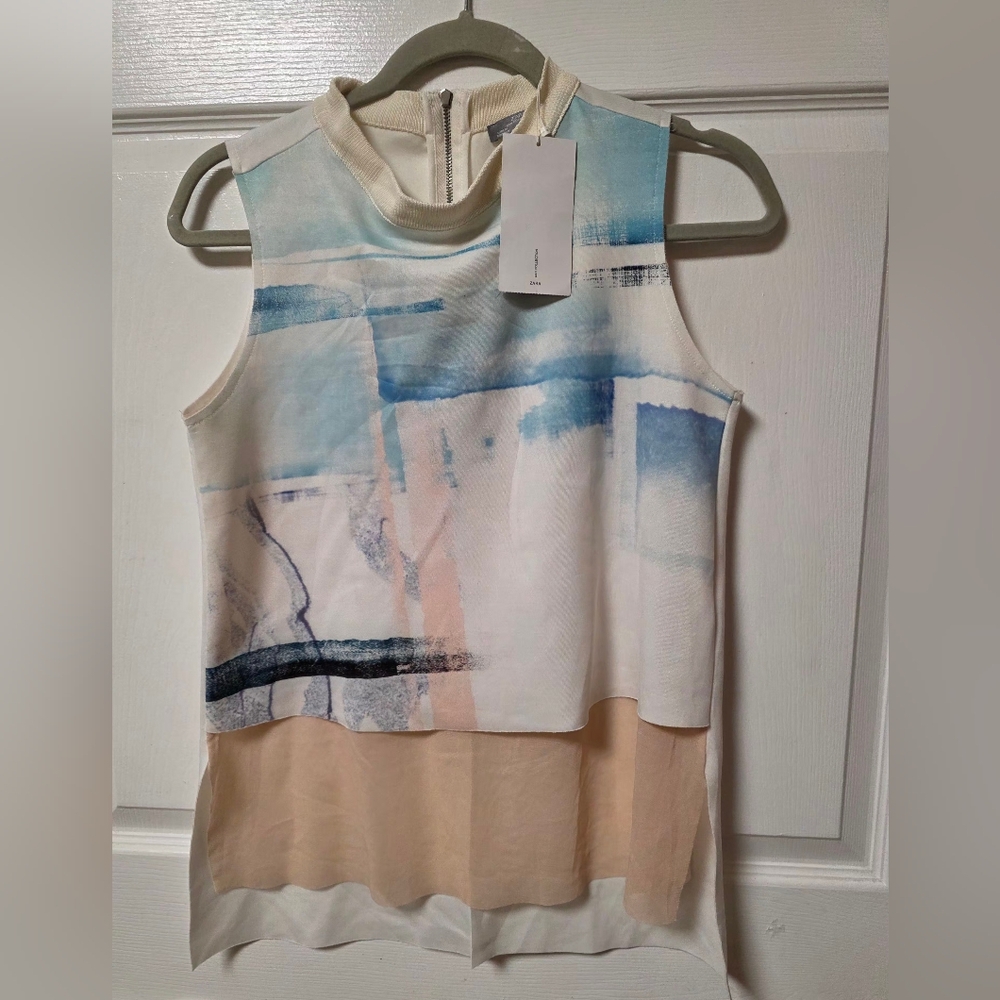​Zara W&B Collection Watercolor Layered Top - NWT - Talla M - Picture 2 of 11
